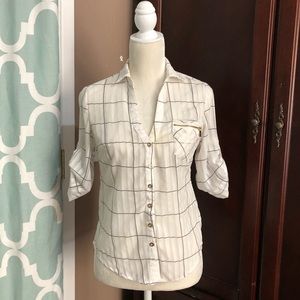 Sheer striped Quarter Sleeve Shirt